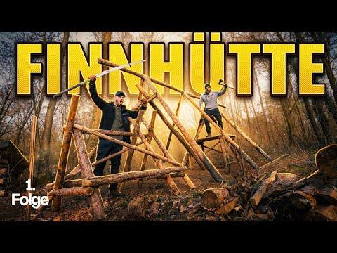 FINNHÜTTE IM WALD BAUEN – Nur mit Axt, Säge & Muskelkraft! 🪓🌲[Part 1] - Bushcraft Survival Shelter