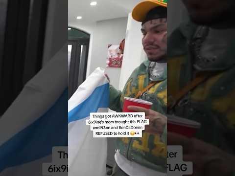 Things got AWKWARD after 6ix9ine's mom brought this FLAG and N3on and BenDaDonnn REFUSED to hold it