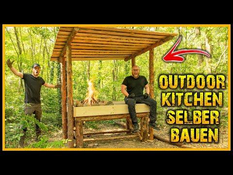 Unsere neue OUTDOOR KITCHEN ist ein TRAUM! - Aus Holz, Stein & Feuer - WALD KÜCHE selber bauen