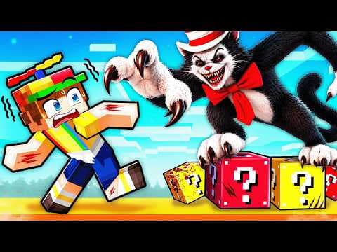 Playing a CAT IN THE HAT LUCKY BLOCK STAIRCASE RACE In Minecraft!