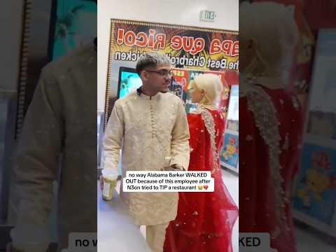 no way Alabama Barker WALKED OUT because of this employee after N3on tried to TIP a restaurant 😭💔