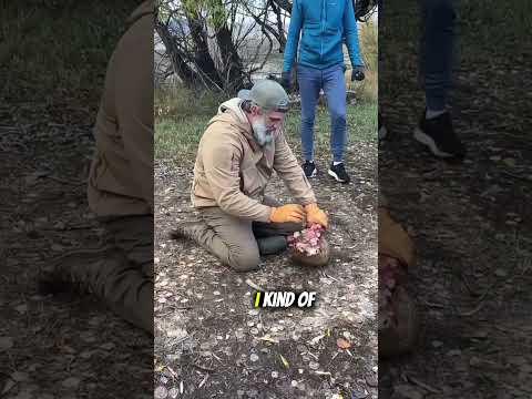 Primitive Bone Marrow Extraction Caveman Style #survival #ancientwisdom #foodie #primitiveskills