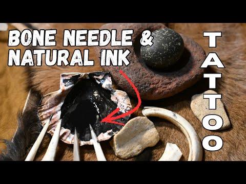 Tattooing Like The Ancients - Bone Needles & Natural Ink #tattoo #primitiveskills #bodyart #ancient