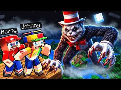 Building A SKYBASE To HIDE FROM CAT IN THE HAT! (Minecraft)