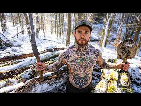Geheimen Shelter mitten im Wald bei 0 Grad bauen