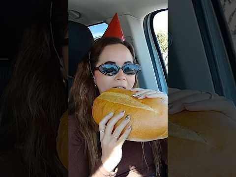 Eating a loaf of bread for hitting 1 mil subs 🥖 #shorts #irl #bread #mayahiga #twitch