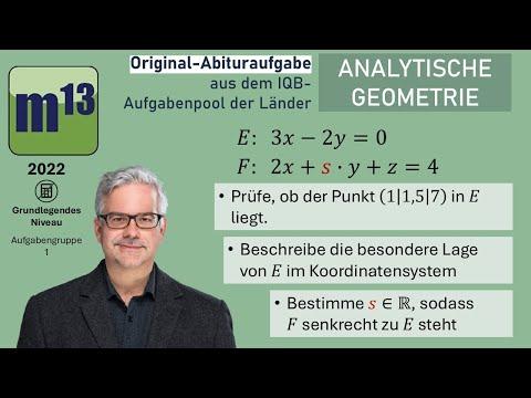 Abitur-Aufgabe: 2022 - ANALYTISCHE GEOMETRIE -OHimi - grundlegendes Niveau - Aufgabengruppe 1