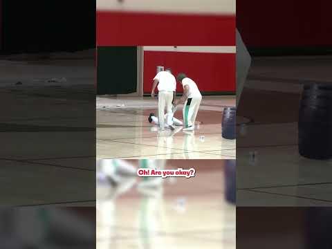 Helper takes a tumble