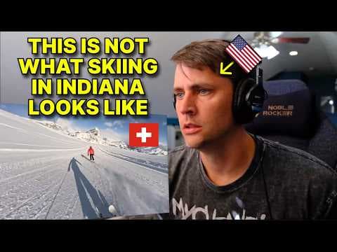 American reacts to a MASSIVE Swiss Alp Ski Slope