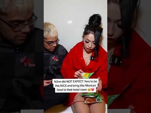 N3on did NOT EXPECT Yera to be this NICE and bring this Mexican food to their hotel room 🥹❤️