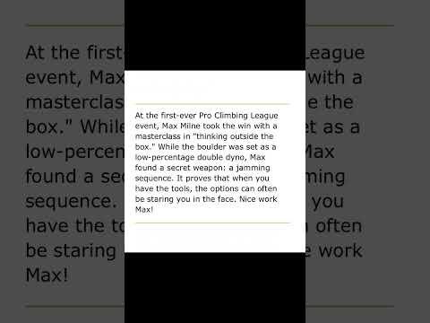 At the first-ever Pro Climbing League event, Max Milne took the win with a masterclass in “thinking