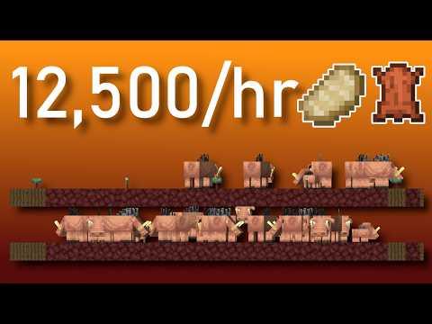 Minecraft's Instant Hoglin Food and Leather Farm