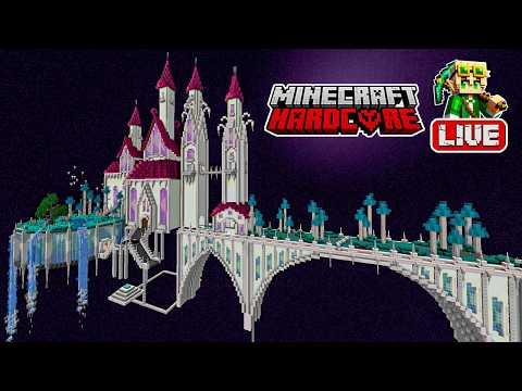 Building a Whimsical Mushroom Bridge in the End in my 56,500 Day Hardcore Minecraft World