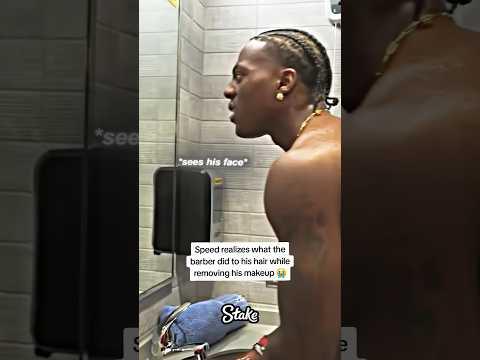 Speed realizes what the barber did to his hair while removing his makeup 😭 #ishowspeed