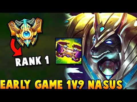 How to Destroy EARLY GAME and 1v9 WITH NASUS with 0 FARMING - CHALLENGER TO RANK 1 IS BACK!