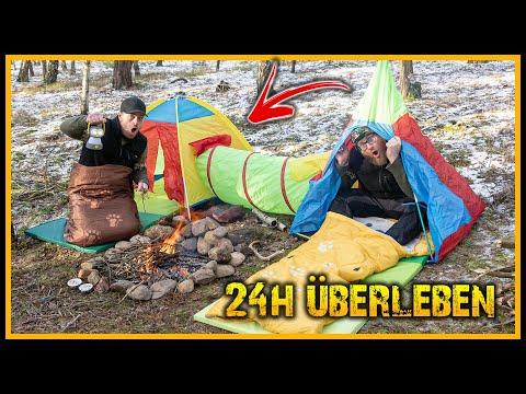 Mit KINDER AUSRÜSTUNG 24H bei -5°C im Wald überleben - War es zwei Wochen krank sein wert!? Survival