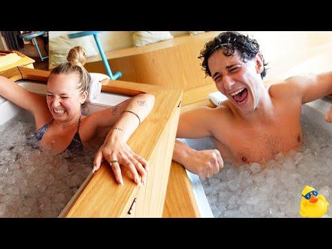 wer hält es länger im 0°C Eisbad aus? *eig wollten wir urlaub machen & chillen*