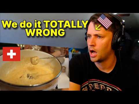 American reacts to the Proper Swiss Way to eat Fondue