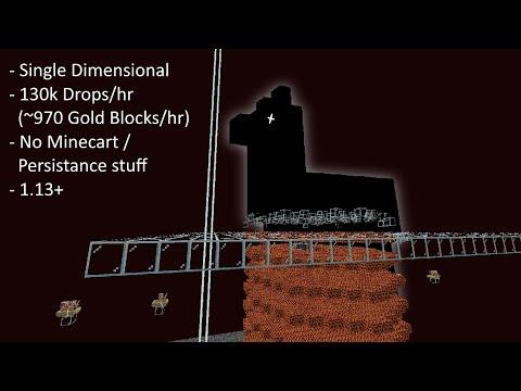 The True Opp to Pigmen(1.13+) 970 Gold Blocks/hr Gold Farm without Minecart/Boat spam