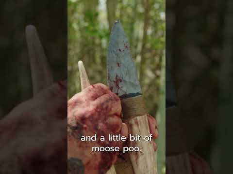 STONE Knife Butchers a BISON #survival #outdoorskills #bushcraft #stoneage #hunting