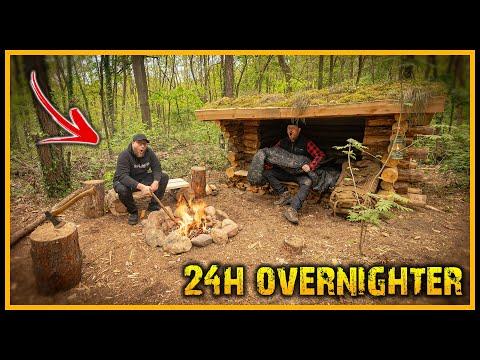 BLOCKHÜTTE IM WALD BAUEN – 24H im Shelter - Bauen, kochen, Leben genießen🌲[Part 4]  ⁨@Naturensoehne⁩