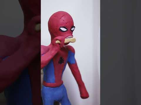 Spider-Man brushes his teeth