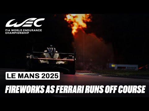 FIREWORKS as Ferrari Slides Into the Gravel at Night 🎆🎇 | 24 Hours of Le Mans 2025 | FIA WEC