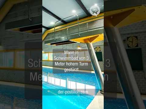 Mann in Schwimmbad von 3 Meter hohem Turm gestürzt