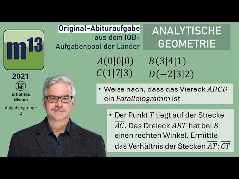 Abitur-Aufgabe: 2021 - ANALYTISCHE GEOMETRIE - OHimi - erhöhtes Niveau - Aufgabengruppe 2