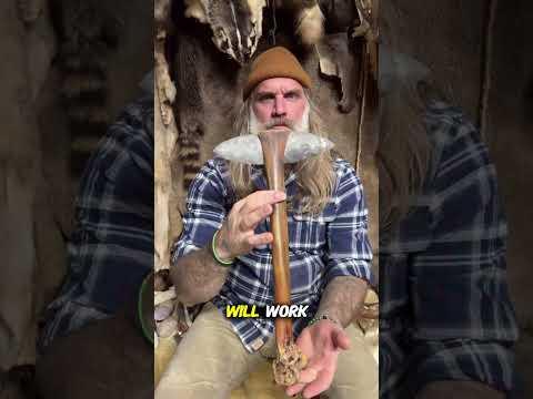 BRUTAL Stone Age Axe #survival #flintknapping#zombiesurvival #bushcraft #primitiveskills #stoneage