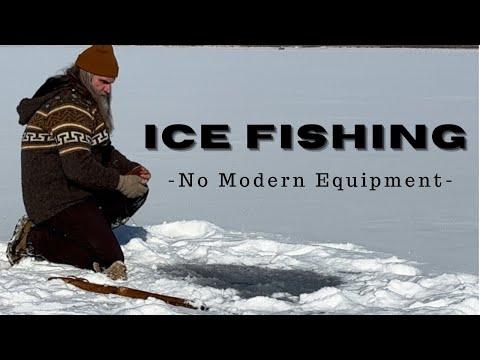 PRIMITIVE Ice Fishing - No Modern Equipment #survival #fishing #icefishing #survivalskills #diy
