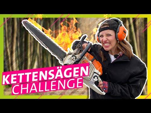 Mit der Motorsäge: Schneide ein Tier aus einem Baumstamm