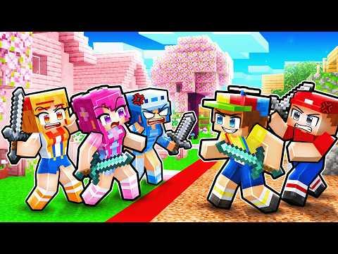 The Girls SPLIT the VILLAGE IN HALF in Minecraft!