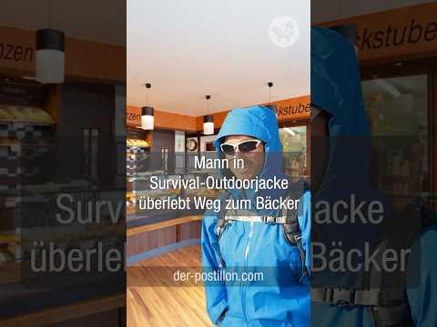 Mann in Survival-Outdoorjacke überlebt Weg zum Bäcker