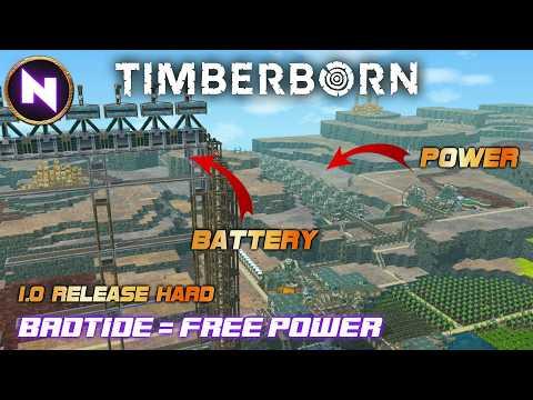 Turning BADTIDE Into Power; Water Wheels & Gravity Battery | 05 | TIMBERBORN 1.0 [Hard] | Lets Play