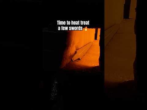 Heat treating hardens the blade and is an important step in the sword making process 🔥