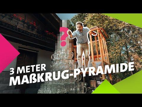 Maßkrug-Pyramide! Stapel über 1000 Gläser über 3 Meter hoch