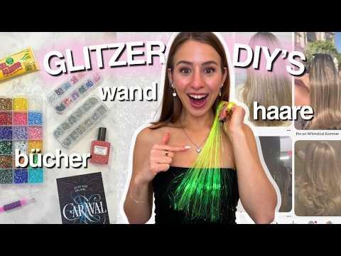 GLITZER DIY'S✨Glitzer Haarsträhnen, Bücher bedazzeln und Wand streichen!