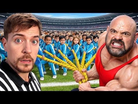 100 Kids Vs World's Strongest Man!