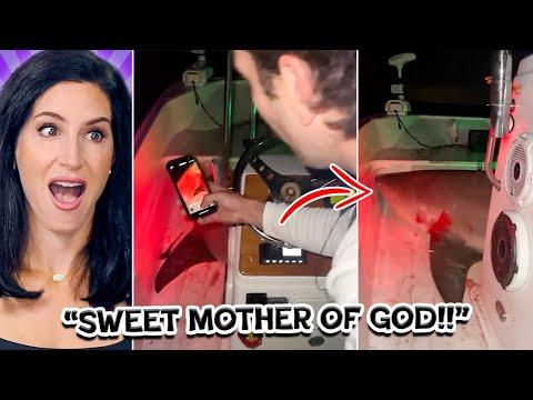 INSANE Moment a Shark Jumps On Their Boat (unreal)