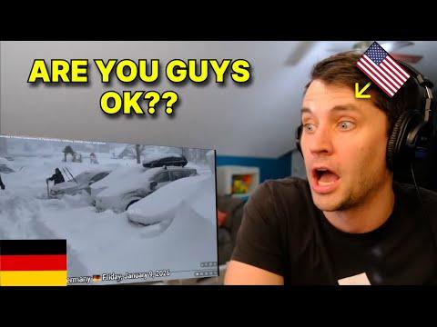 American reacts to SUPER high Wind Snow Storm hitting Germany