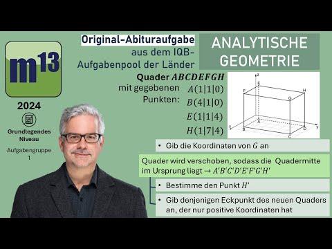 Abitur-Aufgabe: 2024 - ANALYTISCHE GEOMETRIE - OHimi - grundlegendes Niveau - Aufgabengruppe 1