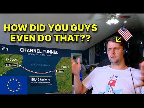 American reacts to The Channel Tunnel: UK to France. A European Engineering Marvel