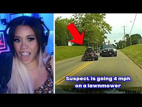 Senior Citizen Swerves Multiple Police Cars On a Runaway Lawnmower...