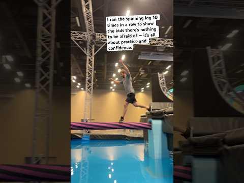 Showing Kids There’s Nothing to Fear – Ninja Warrior Spinning Log  #ninjawarrior #shorts