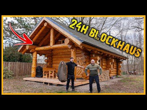 24H harte Zeit und krasses Survival im Blockhaus - Sauna, Ofen Heiterkeit - Bushcraft Survival
