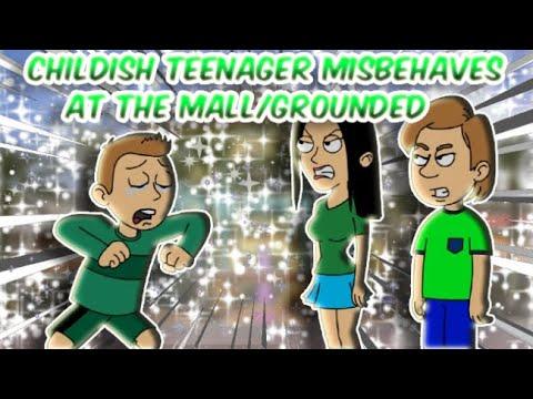 Childish Teenager Misbehaves At The Mall/Grounded