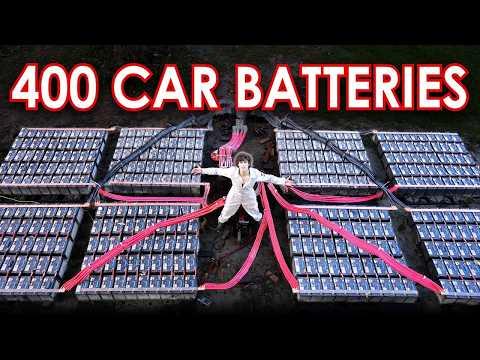400 car batteries wired together!!